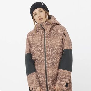 Salomon Bashley NWT Size XS Winter Ski Brown and Black Hooded Jacket